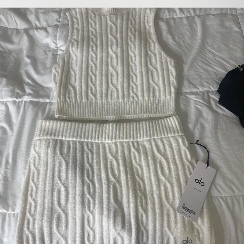 Alo cable knit skirt and top